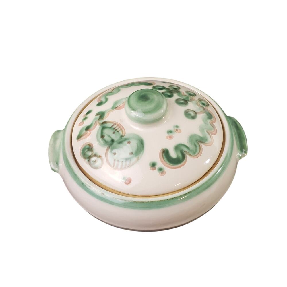 Vintage MA Hadley Pear and Grape Green 2 Quart Covered Casserole